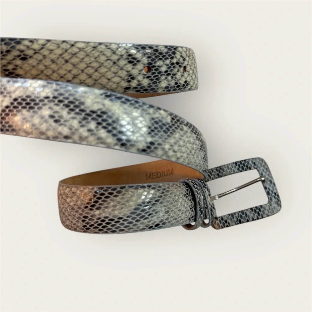 CIPRIANI Italian calfskin snakeskin print belt size medium black grey tones EUC
